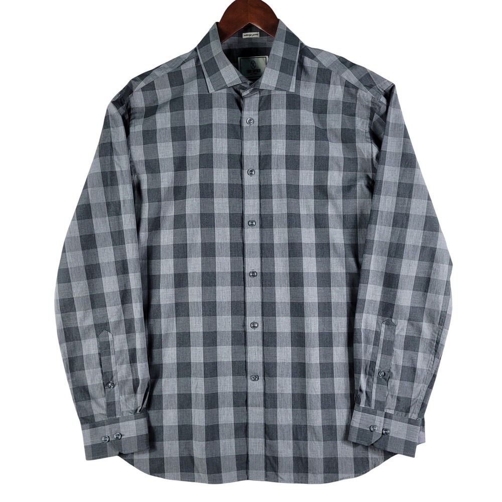 Todd Snyder Button Down Shirt Men's 17 34/35 Grey Check Melange Yarns Cotton
